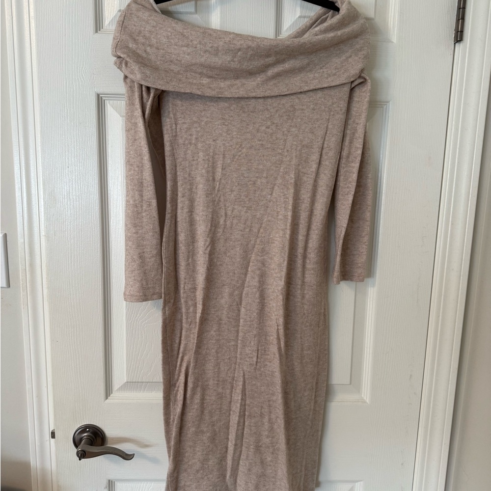 Off-Shoulder Midi Knit Dress